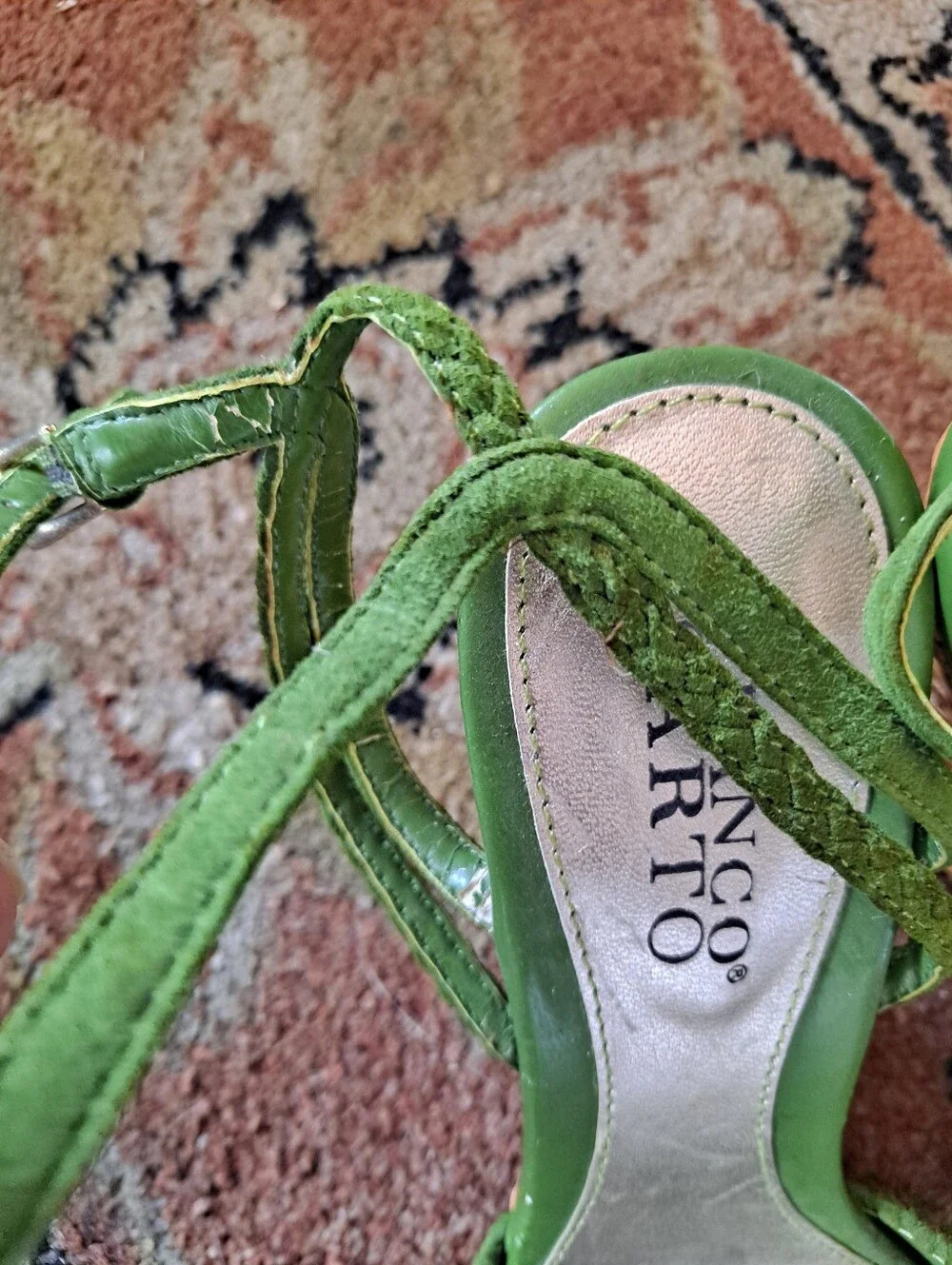 Franco Sarto Green Braided Wedge Sandals